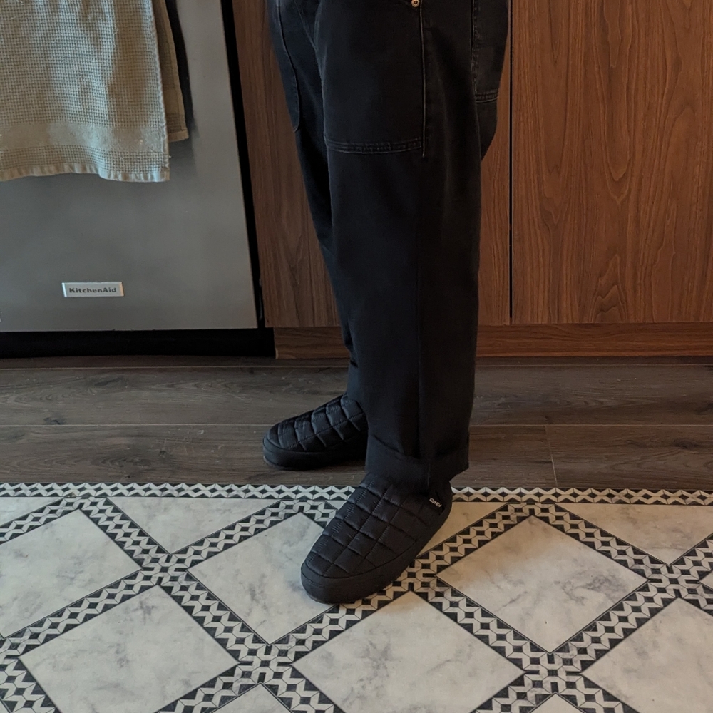 Quilted Black Slip-On Shoes